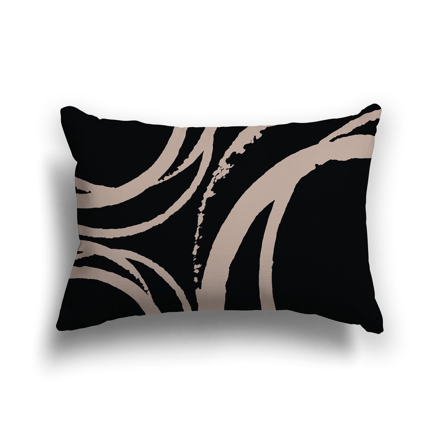 Black Throw Pillow with a Circular Dark Taupe Graphic on Both Sides, CAPC-1138-024