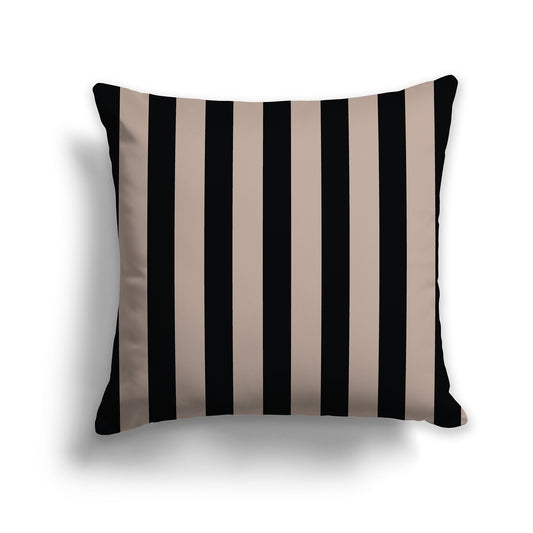 Dark Taupe Throw Pillow with Thick Dark Taupe Vertical Bars on Front, CAPC-1138-052