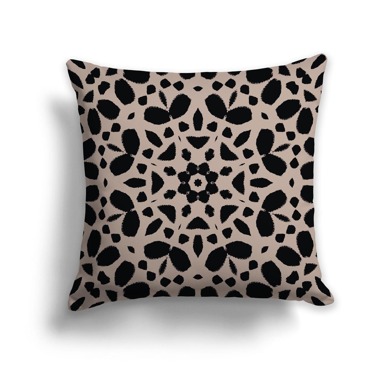 Throw Pillow with a Circular Black and Taupe Pattern on Both Sides, CAPC-1138-183