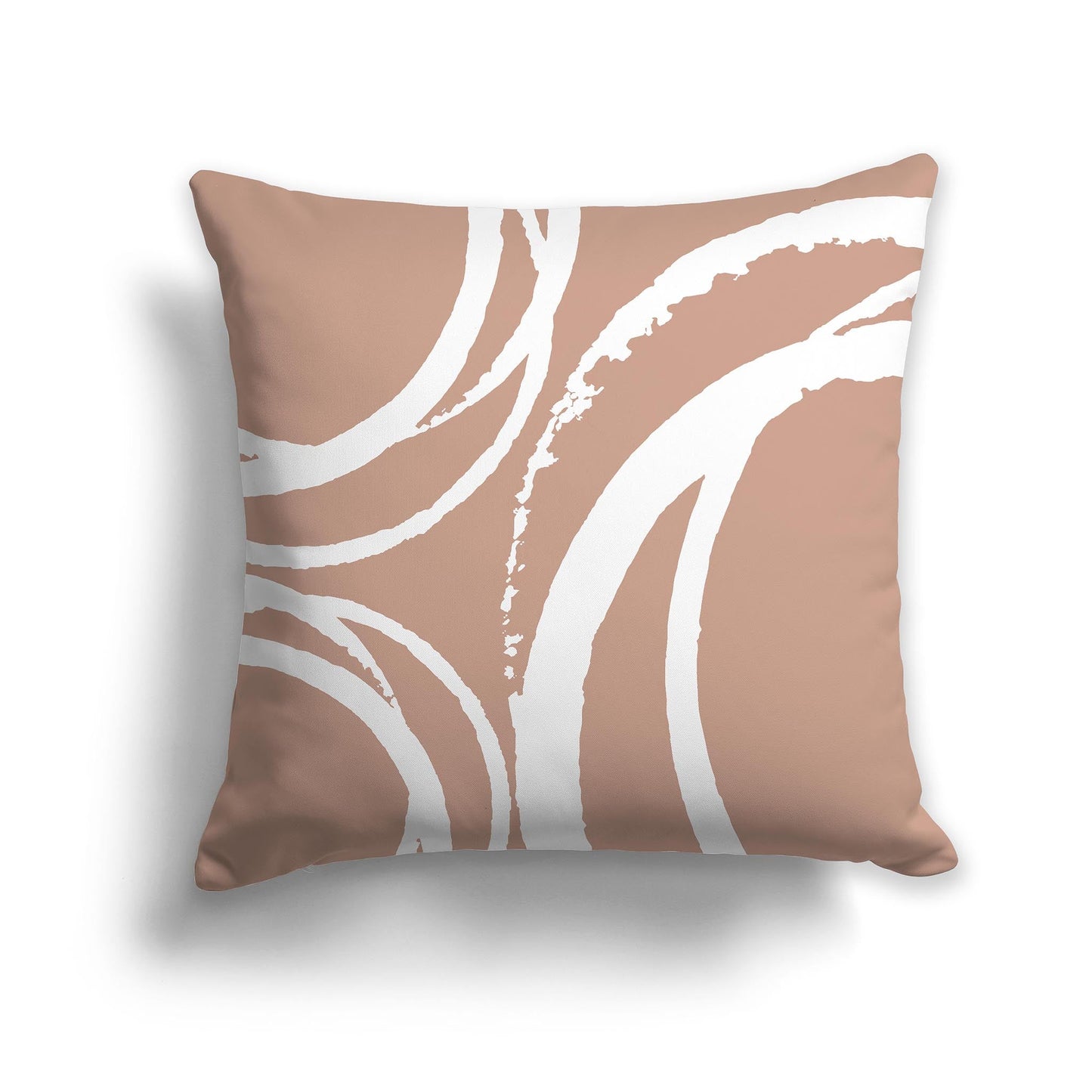 Salmon Throw Pillow with a Circular White/Beige-white Graphic on Both Sides, CAPC-1139-022