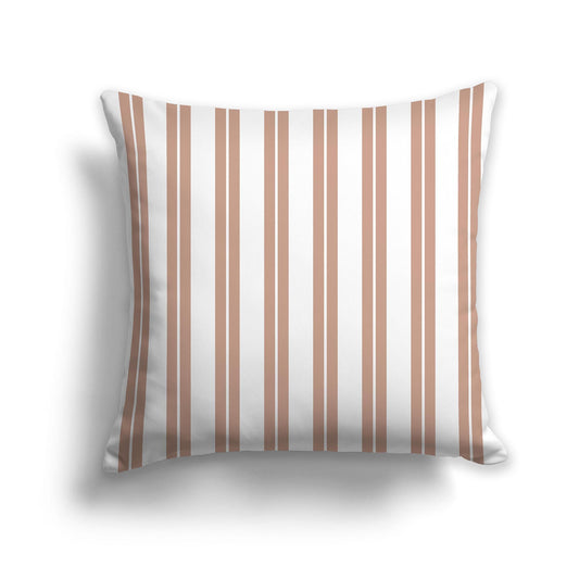 White/Beige-white Throw Pillow with Salmon and White/Beige-white Multistripe Pattern on Front, CAPC-1139-071
