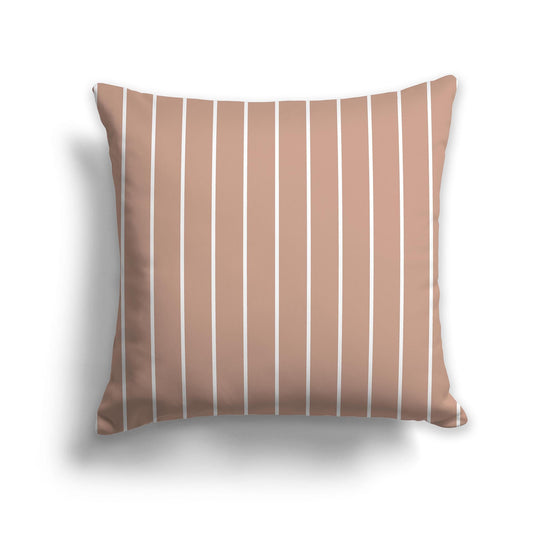 Salmon Throw Pillow with Fine Vertical White/Beige-white Stripes on Front, CAPC-1139-152