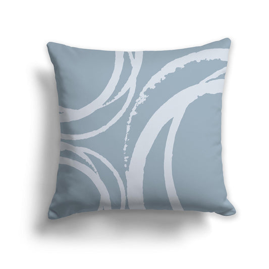 Blue-grey Throw Pillow with Circular Grey Graphic on Both Sides, CAPC-1141-024