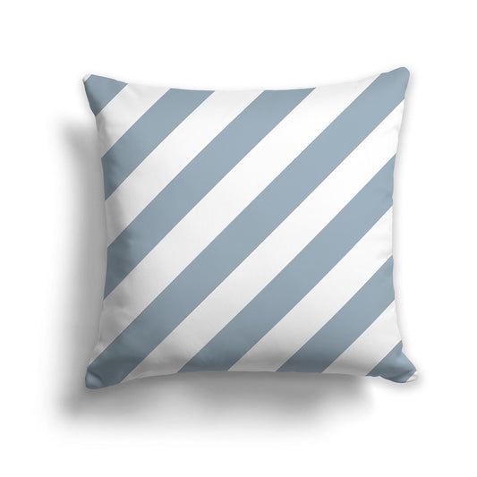 Throw Pillow with Diagonal Blue-grey and White/Beige-white Bars on Both Sides, CAPC-1141-031