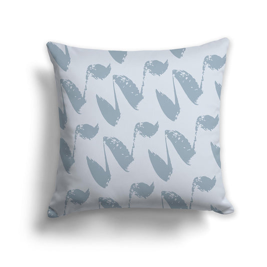 Grey Throw Pillow with Blue-grey Squiggle Pattern on Both Sides, CAPC-1141-083