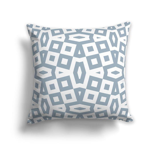 Throw Pillow with Blue-grey and White/Beige-white Geometric Pattern on Both Sides, CAPC-1141-171