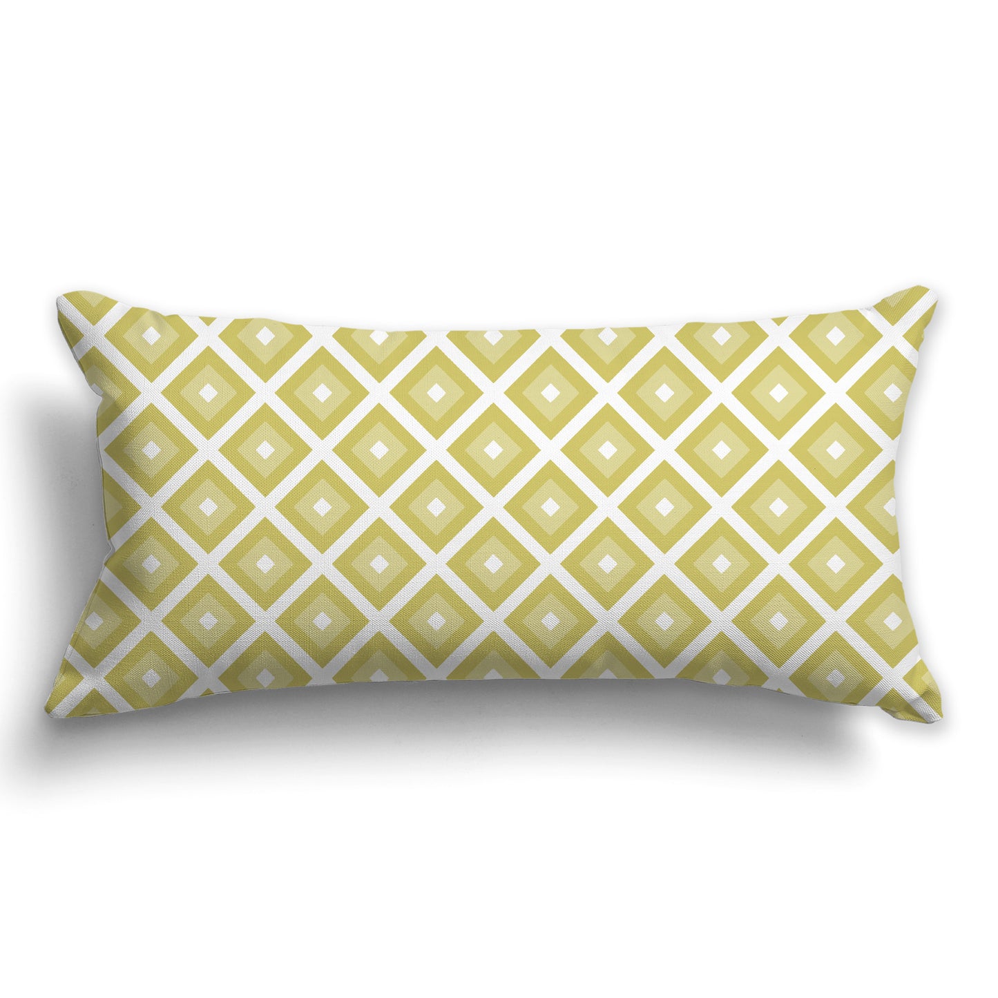 Throw Pillow with Radiating Two-tone Green and White/Beige-white Squares on Both Sides, CAPC-1142-122