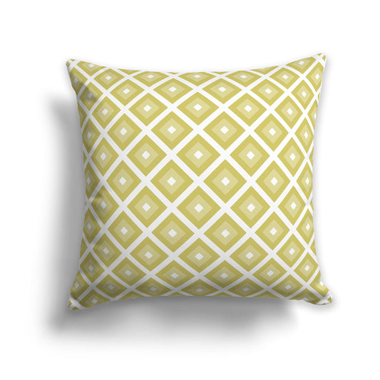 Throw Pillow with Radiating Two-tone Green and White/Beige-white Squares on Both Sides, CAPC-1142-122