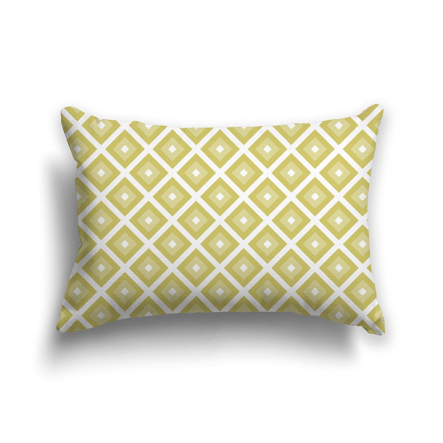 Throw Pillow with Radiating Two-tone Green and White/Beige-white Squares on Both Sides, CAPC-1142-122