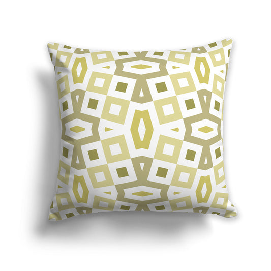 Throw Pillow with Multi-tone Green and White/Beige-white Geometric Pattern on Both Sides, CAPC-1142-175