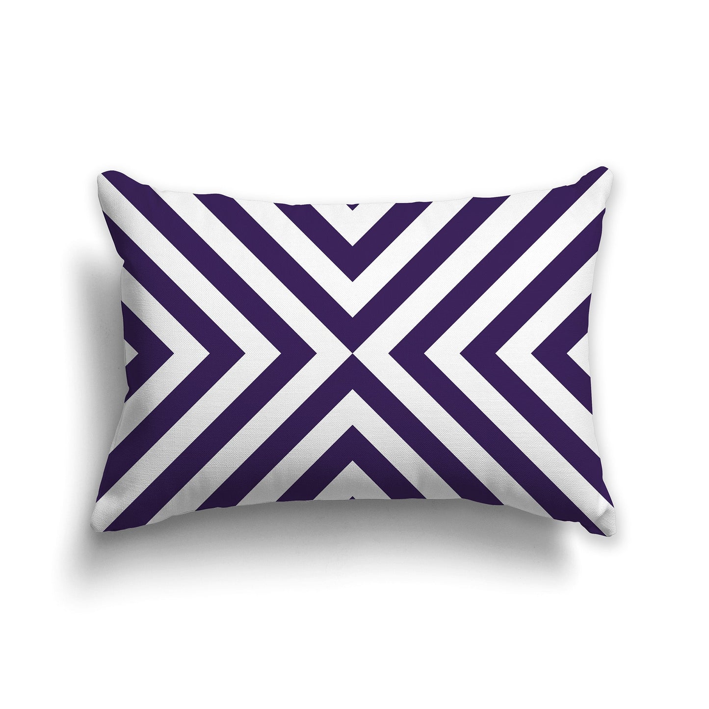 Throw Pillow with Radiating Diagonal Purple and White/Beige-white Bars on Both Sides, CAPC-1143-041