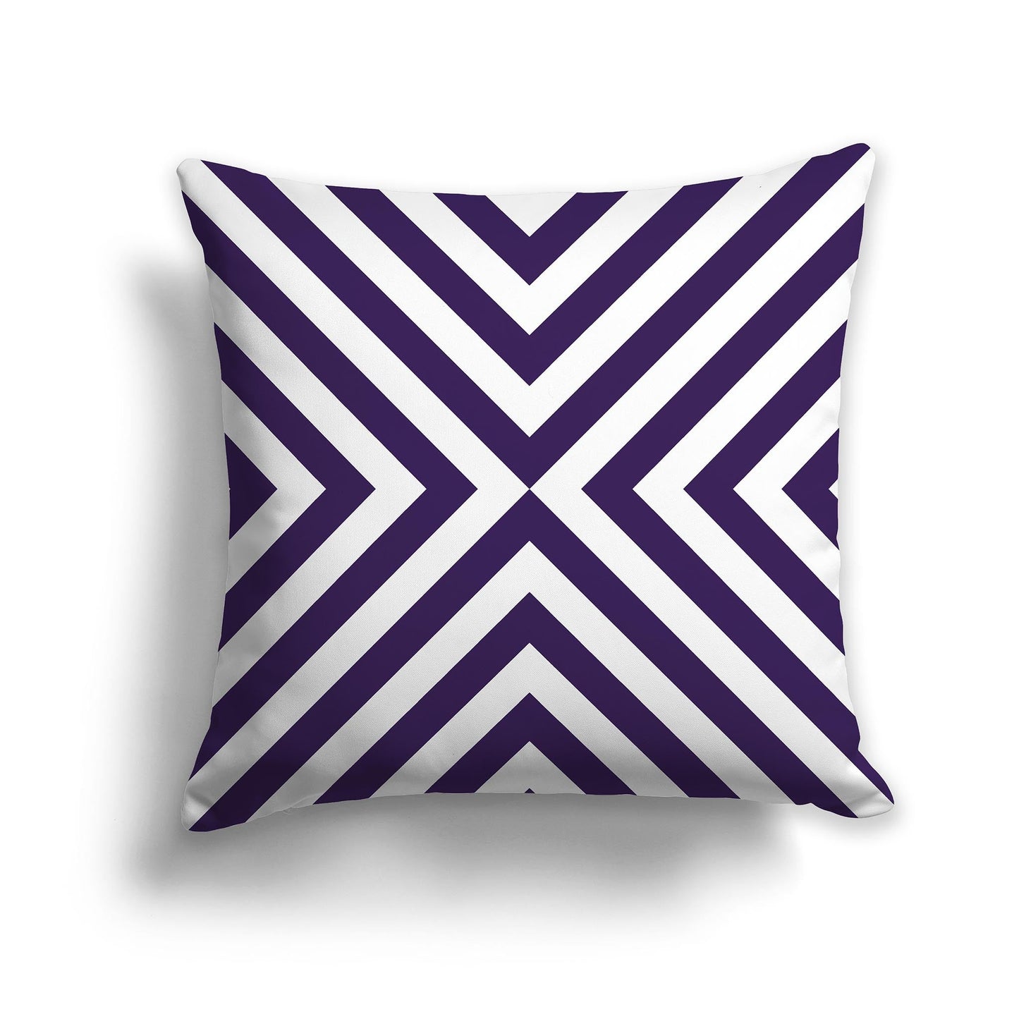 Throw Pillow with Radiating Diagonal Purple and White/Beige-white Bars on Both Sides, CAPC-1143-041
