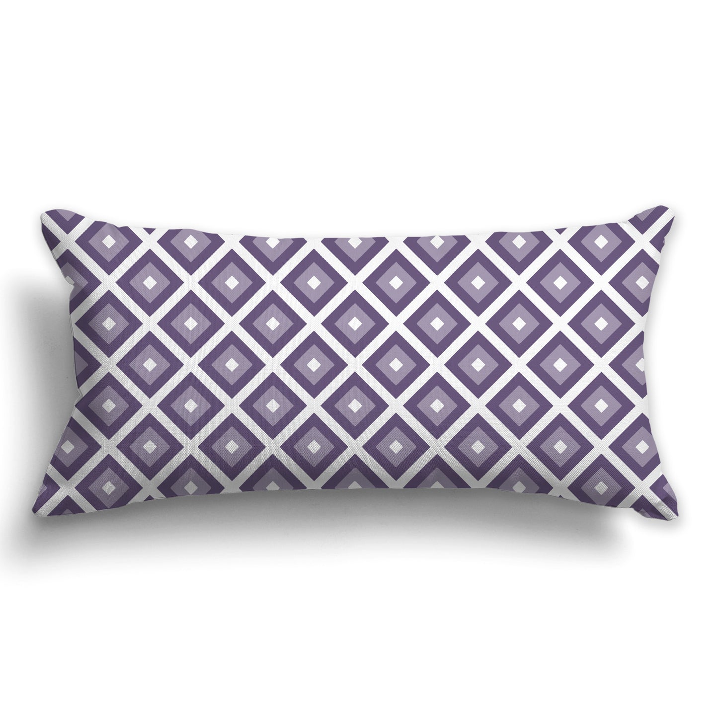 Throw Pillow with Radiating Two-tone Purple and White/Beige-white Squares on Both Sides, CAPC-1143-122
