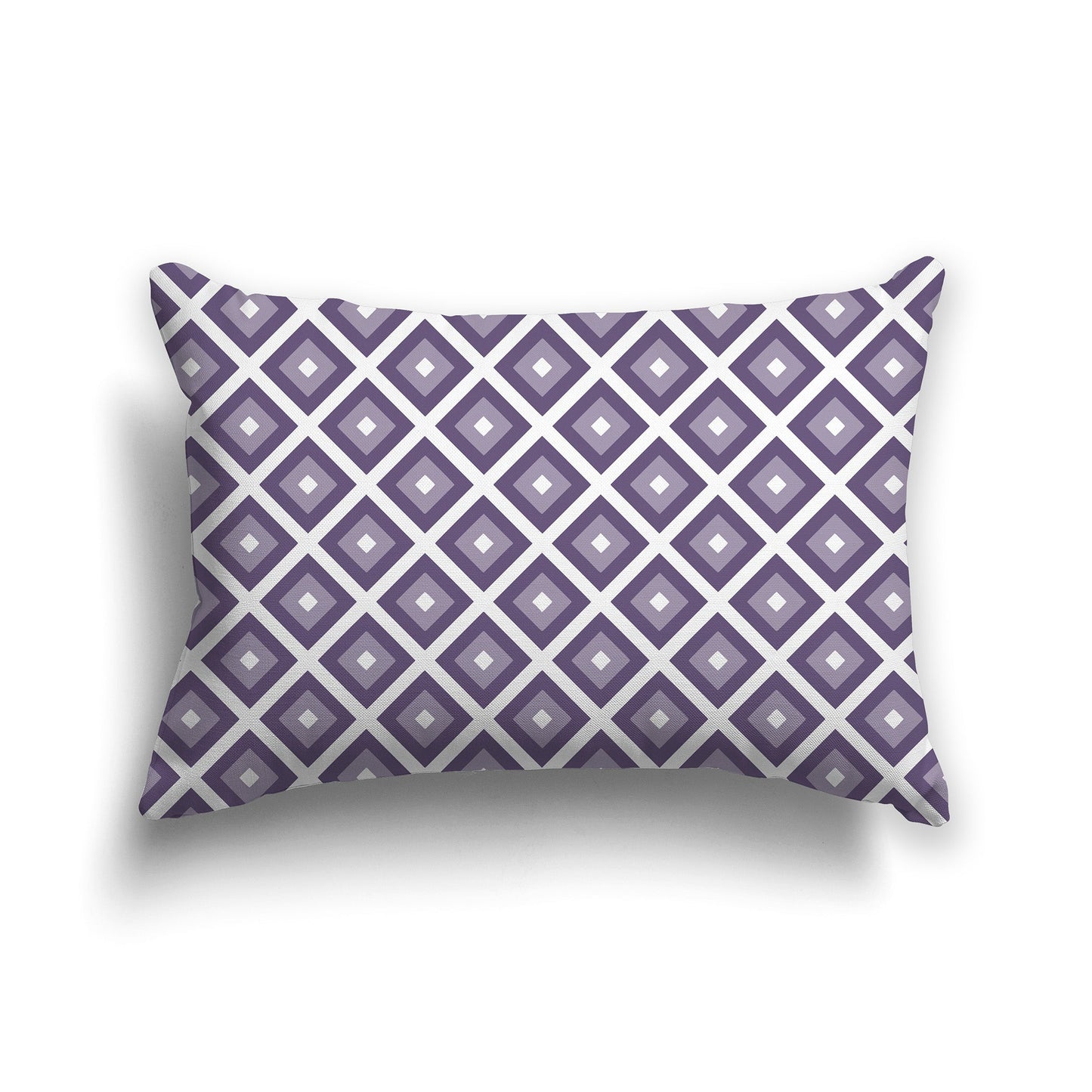 Throw Pillow with Radiating Two-tone Purple and White/Beige-white Squares on Both Sides, CAPC-1143-122