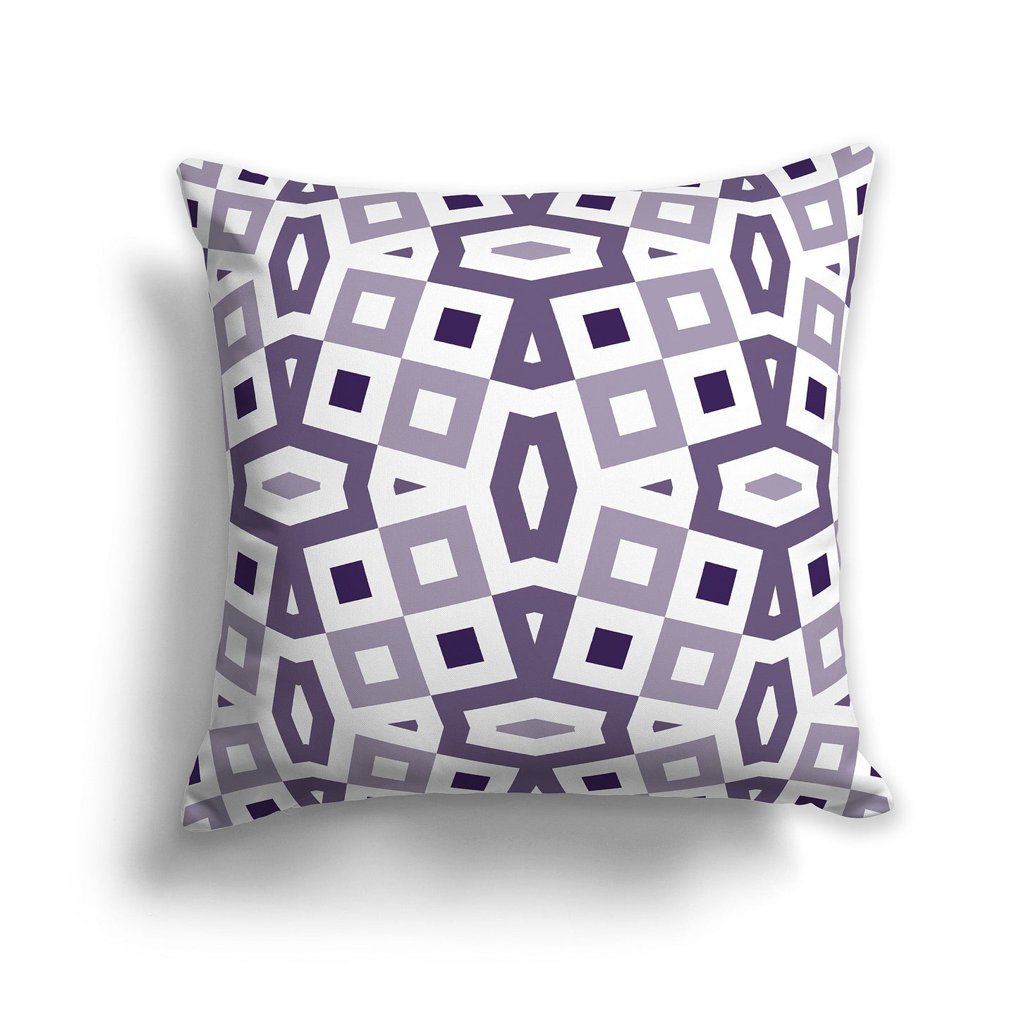 Throw Pillow with Multi-tone Purple and White/Beige-white Geometric Pattern on Both Sides, CAPC-1143-175