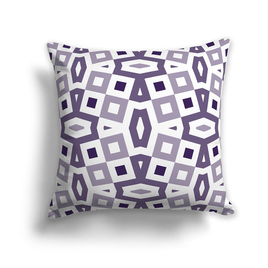 Throw Pillow with Multi-tone Purple and White/Beige-white Geometric Pattern on Both Sides, CAPC-1143-175