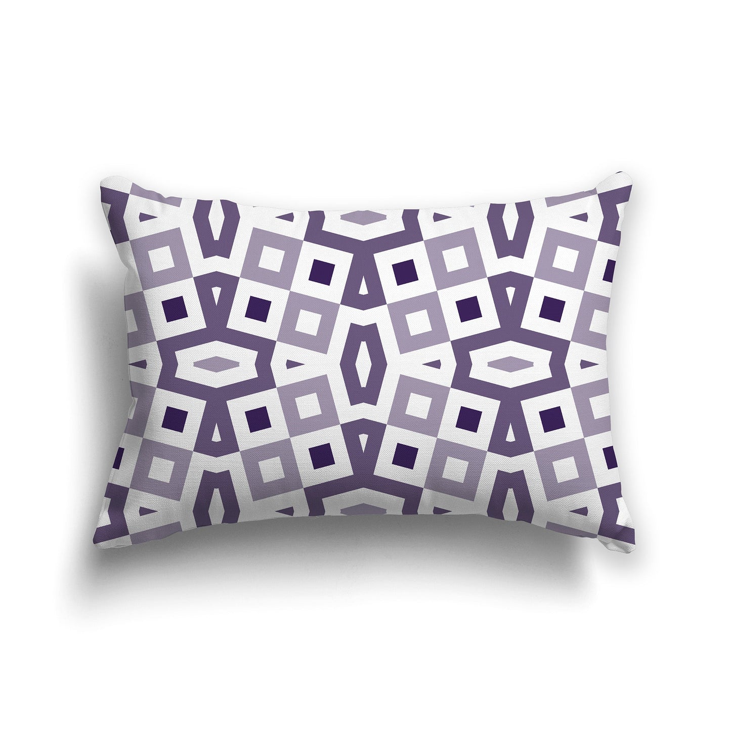 Throw Pillow with Multi-tone Purple and White/Beige-white Geometric Pattern on Both Sides, CAPC-1143-175