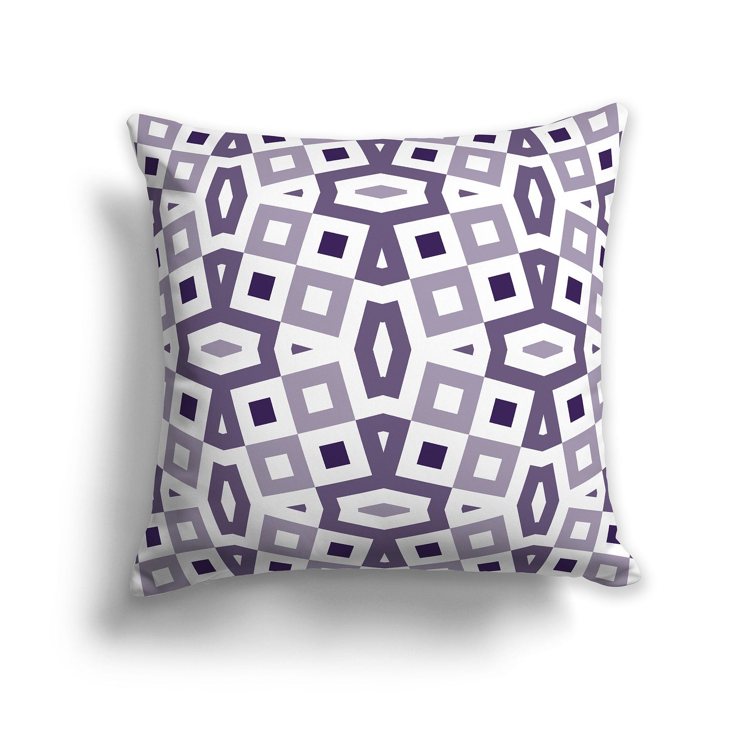 Throw Pillow with Multi-tone Purple and White/Beige-white Geometric Pattern on Both Sides, CAPC-1143-175