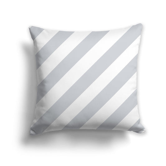 Throw Pillow with Diagonal Pale Grey and White/Beige-white Bars on Both Sides, CAPC-1151-031