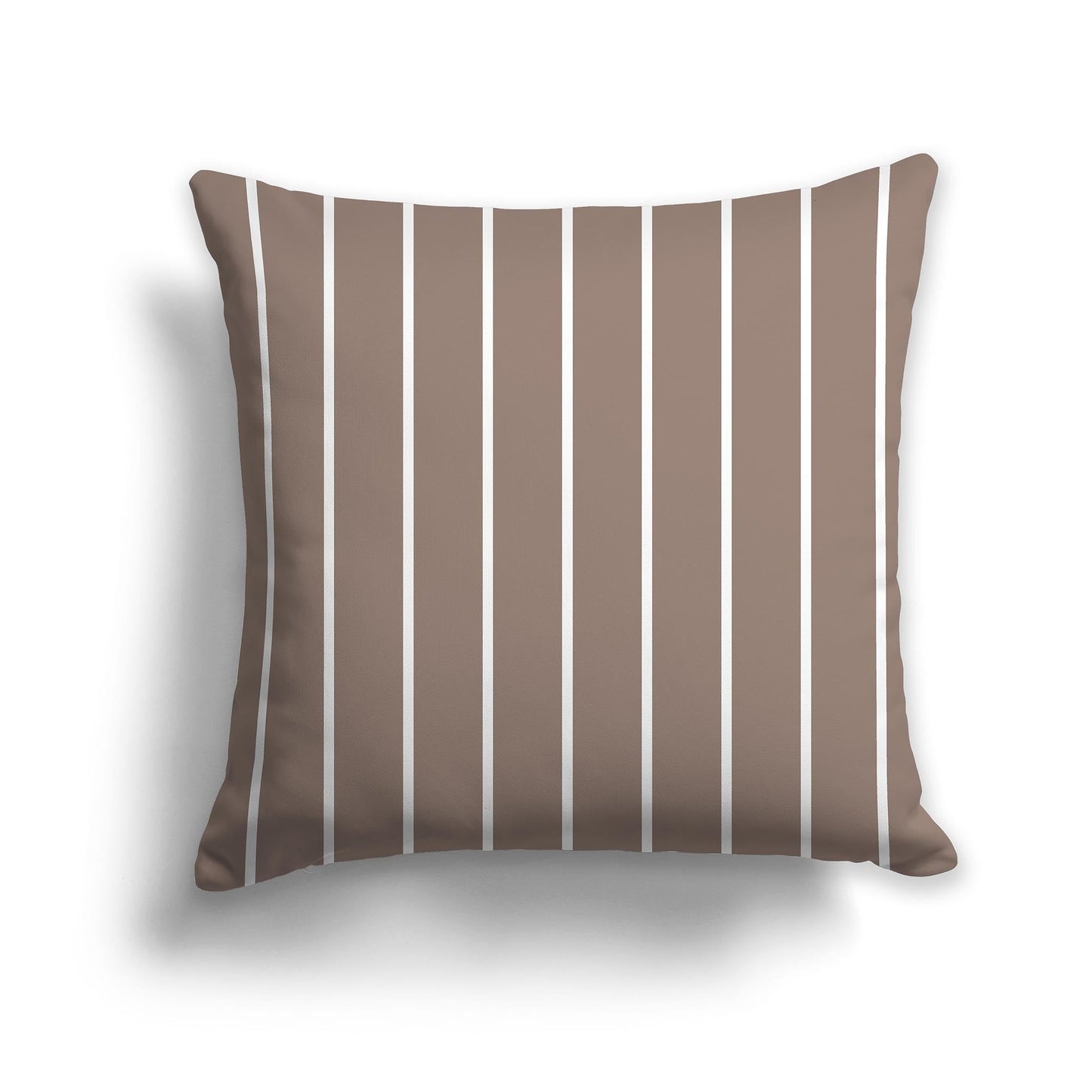 Brown Throw Pillow with White/Beige-white Stripes on Front, CAPC-1152-061