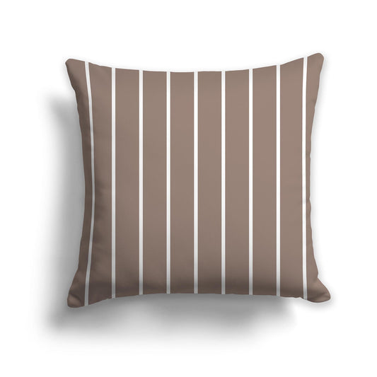 Brown Throw Pillow with White/Beige-white Stripes on Front, CAPC-1152-061