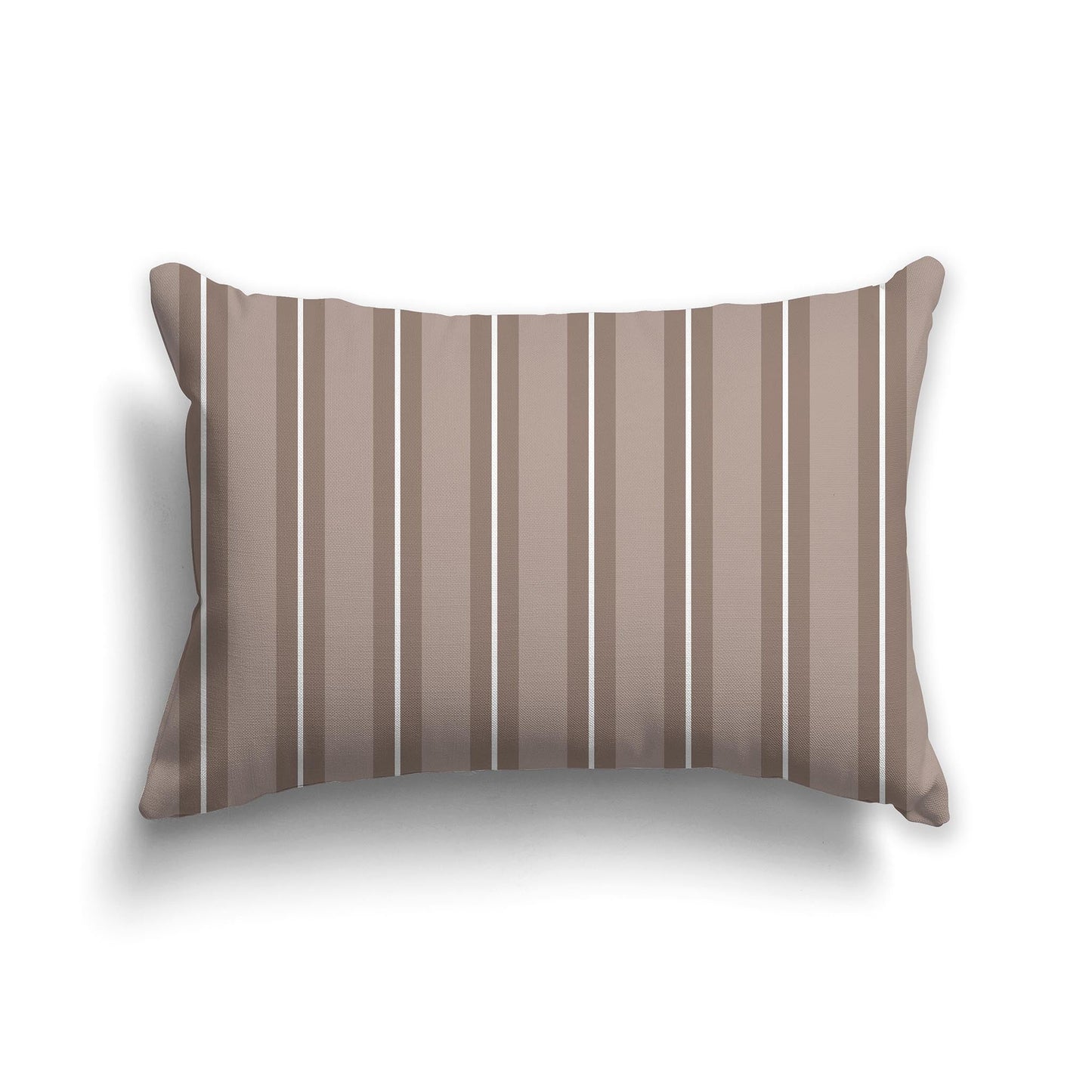 Light Brown Throw Pillow with Two-tone Brown and White/Beige-white Multistripe Pattern on Front, CAPC-1152-071