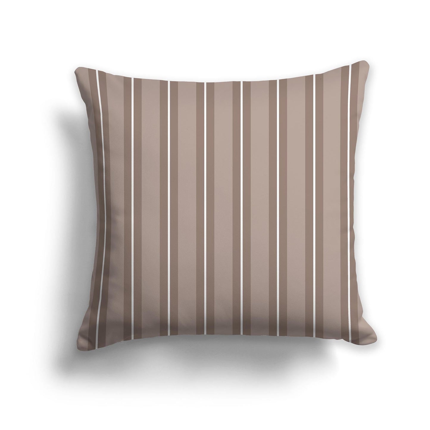 Light Brown Throw Pillow with Two-tone Brown and White/Beige-white Multistripe Pattern on Front, CAPC-1152-071