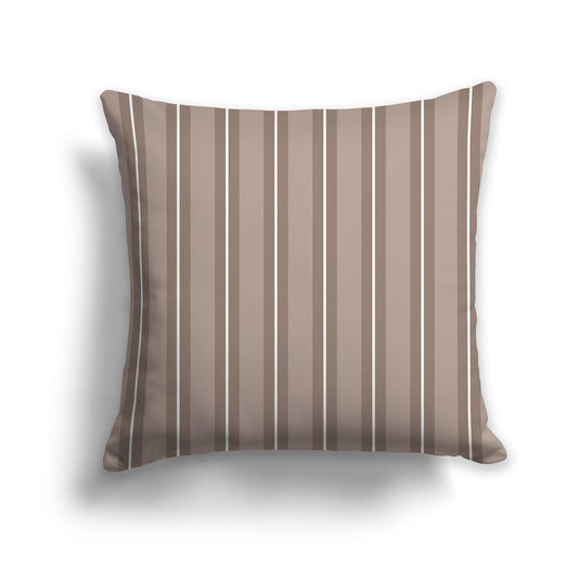 Light Brown Throw Pillow with Two-tone Brown and White/Beige-white Multistripe Pattern on Front, CAPC-1152-071
