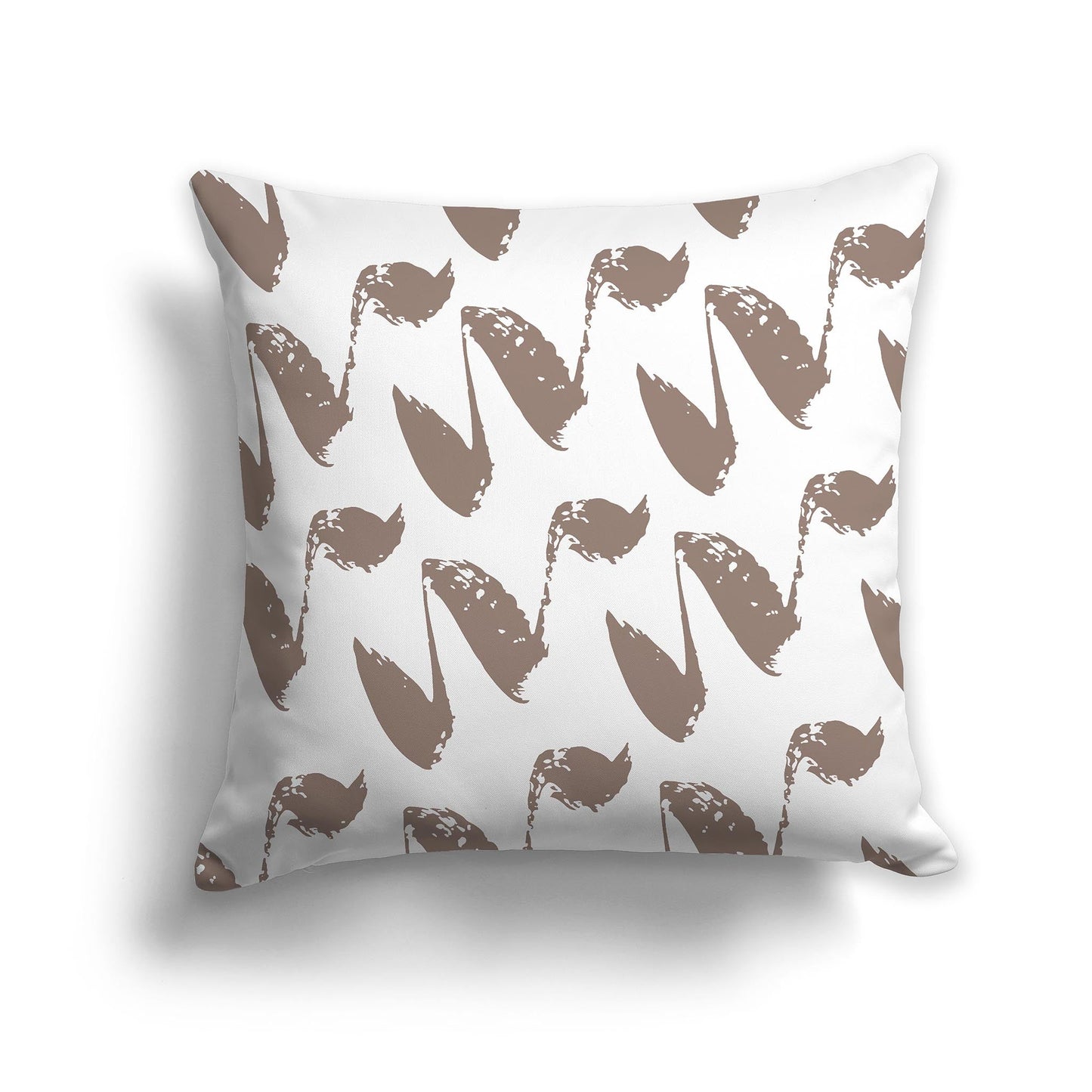 White/Beige-white Throw Pillow with Brown Squiggle Pattern on Both Sides, CAPC-1152-081