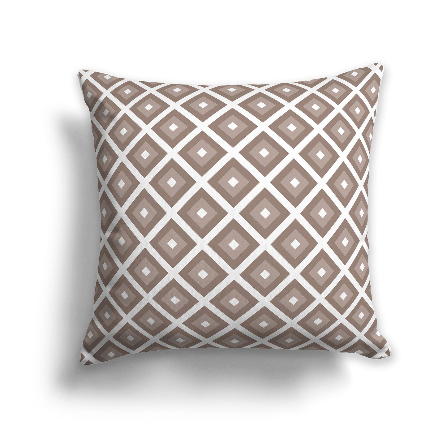 Throw Pillow with Radiating Two-tone Brown and White/Beige-white Squares on Both Sides, CAPC-1152-121