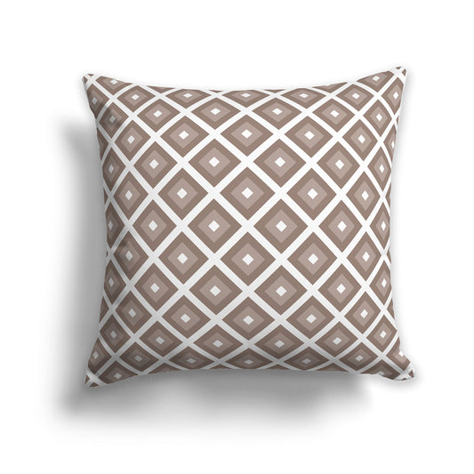 Throw Pillow with Radiating Two-tone Brown and White/Beige-white Squares on Both Sides, CAPC-1152-121