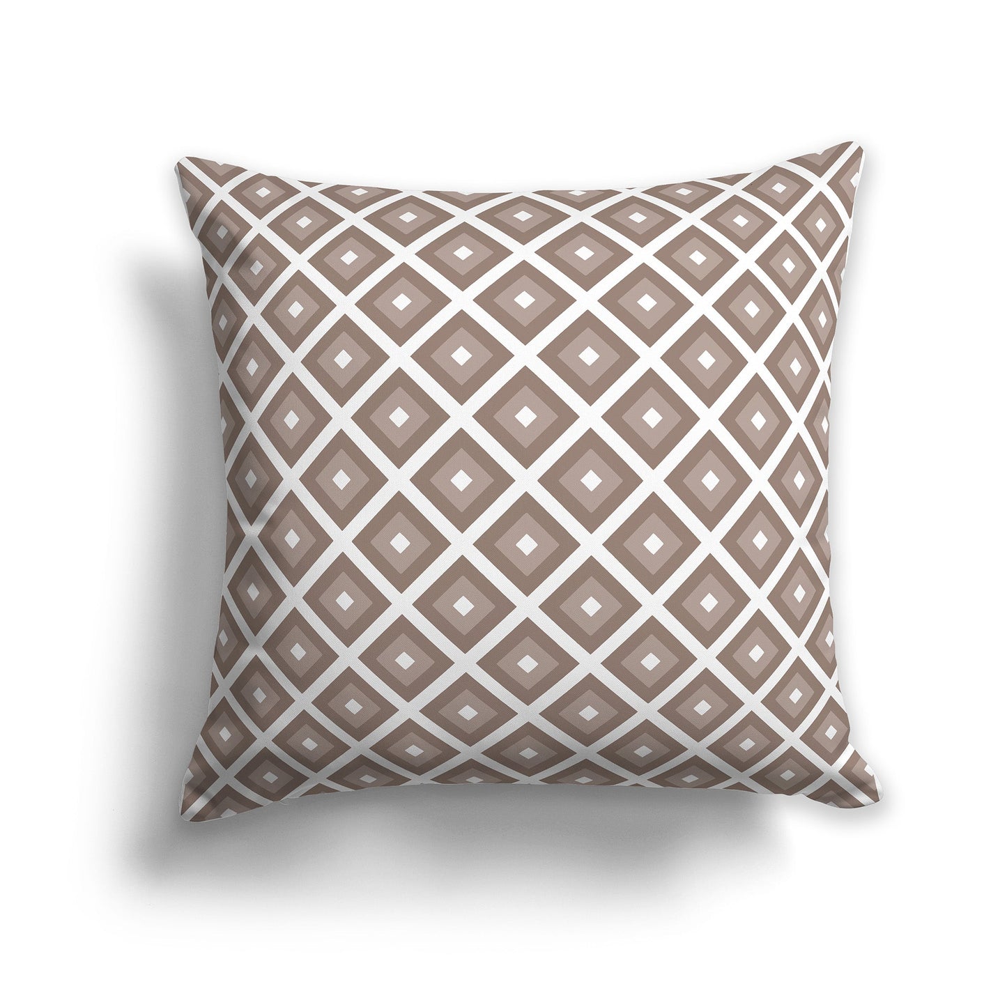 Throw Pillow with Radiating Two-tone Brown and White/Beige-white Squares on Both Sides, CAPC-1152-121