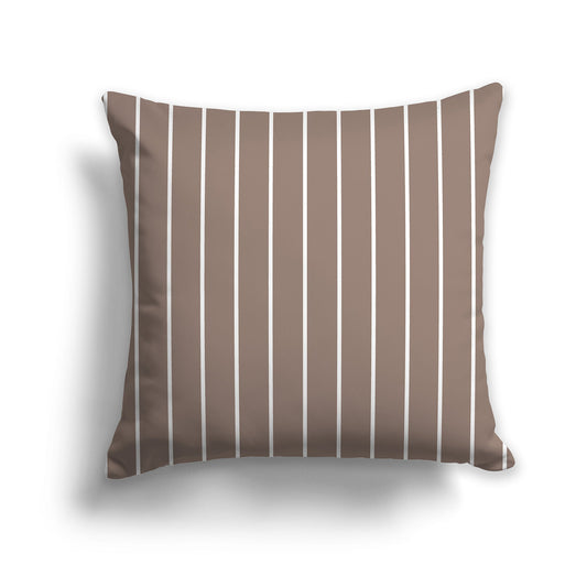 Brown Throw Pillow with Fine Vertical White/Beige-white Stripes on Front, CAPC-1152-151