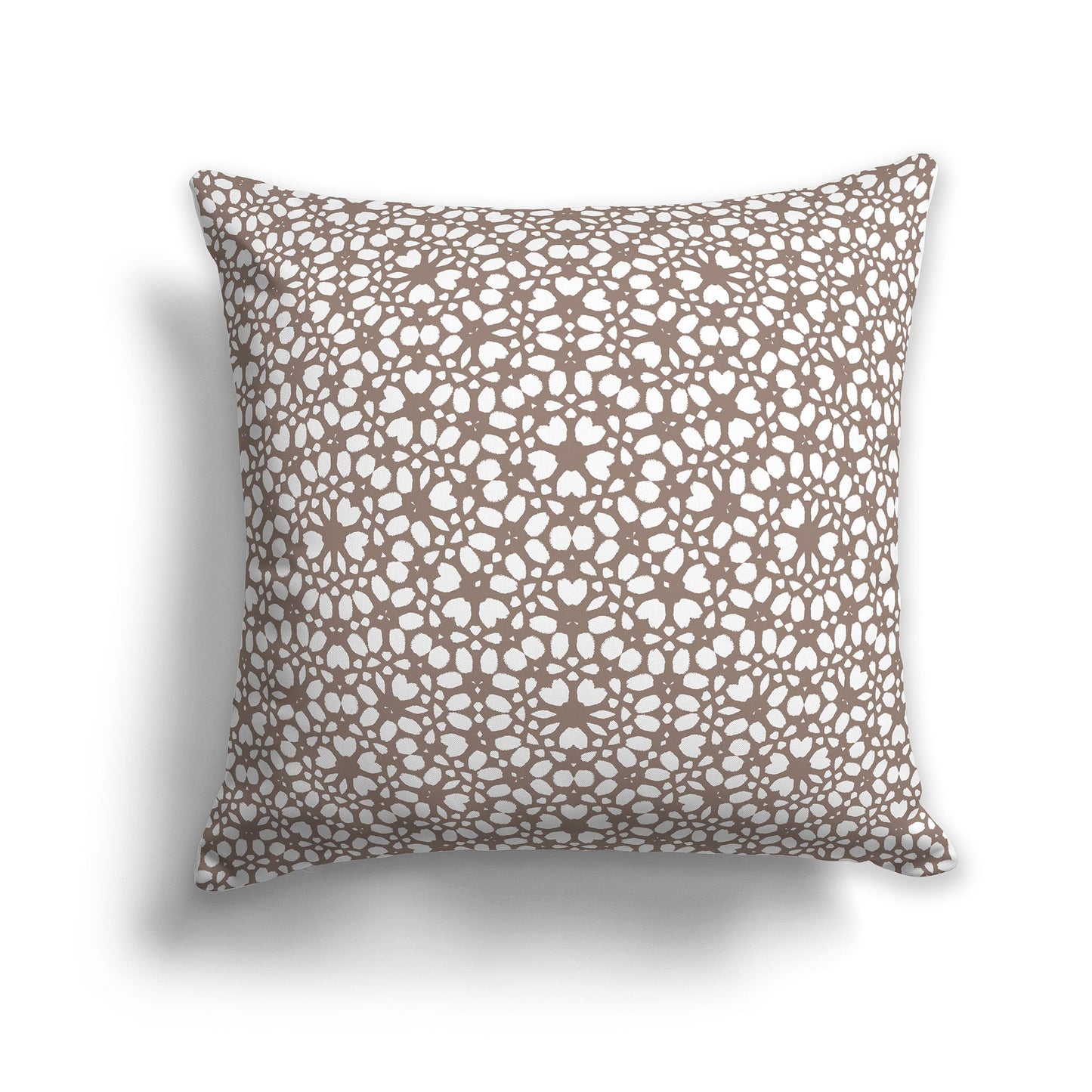 Brown Throw Pillow with White/Beige-white Paint Dab Repeat Pattern on Both Sides, CAPC-1152-161