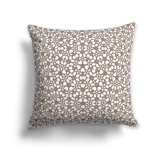 Brown Throw Pillow with White/Beige-white Paint Dab Repeat Pattern on Both Sides, CAPC-1152-161