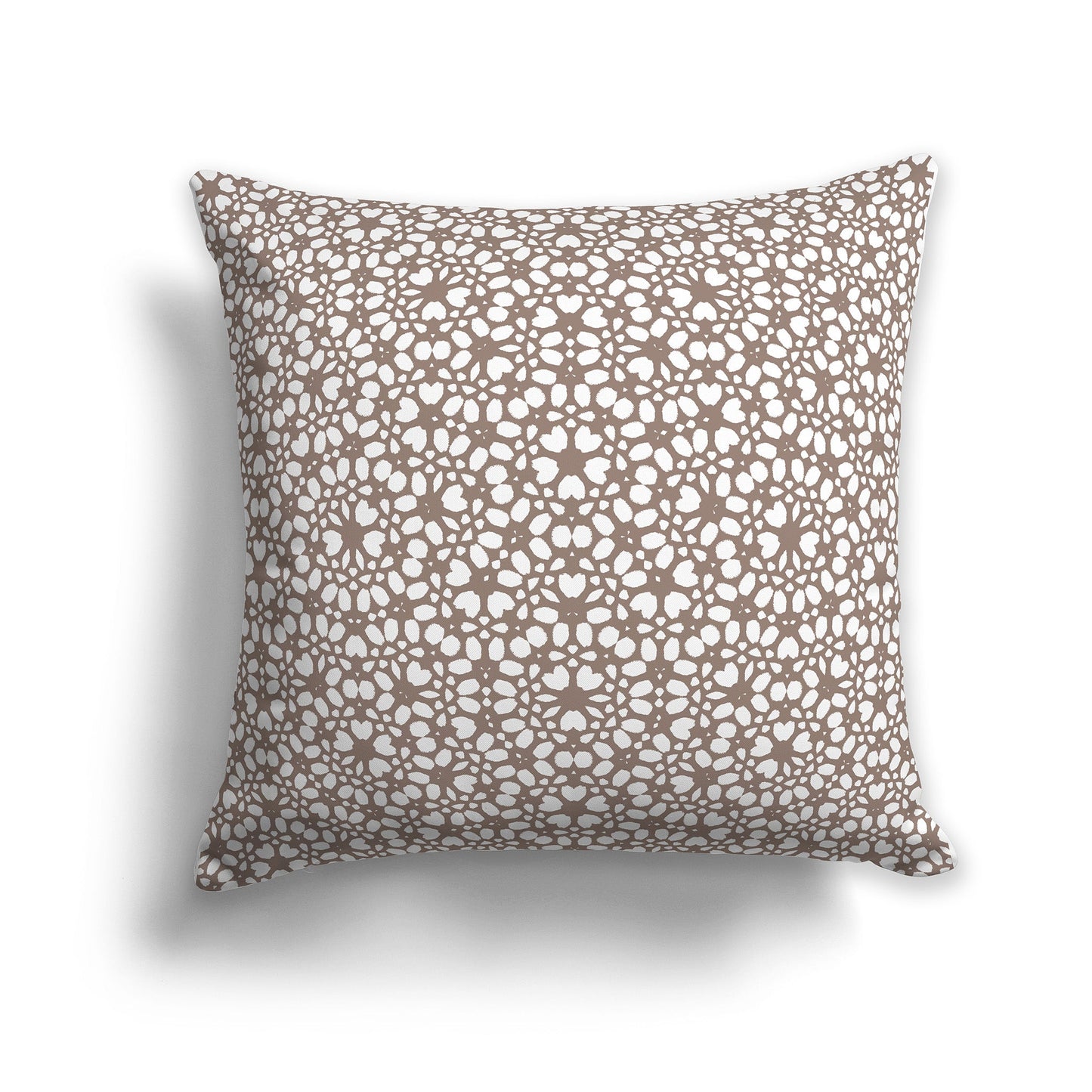 Brown Throw Pillow with White/Beige-white Paint Dab Repeat Pattern on Both Sides, CAPC-1152-161