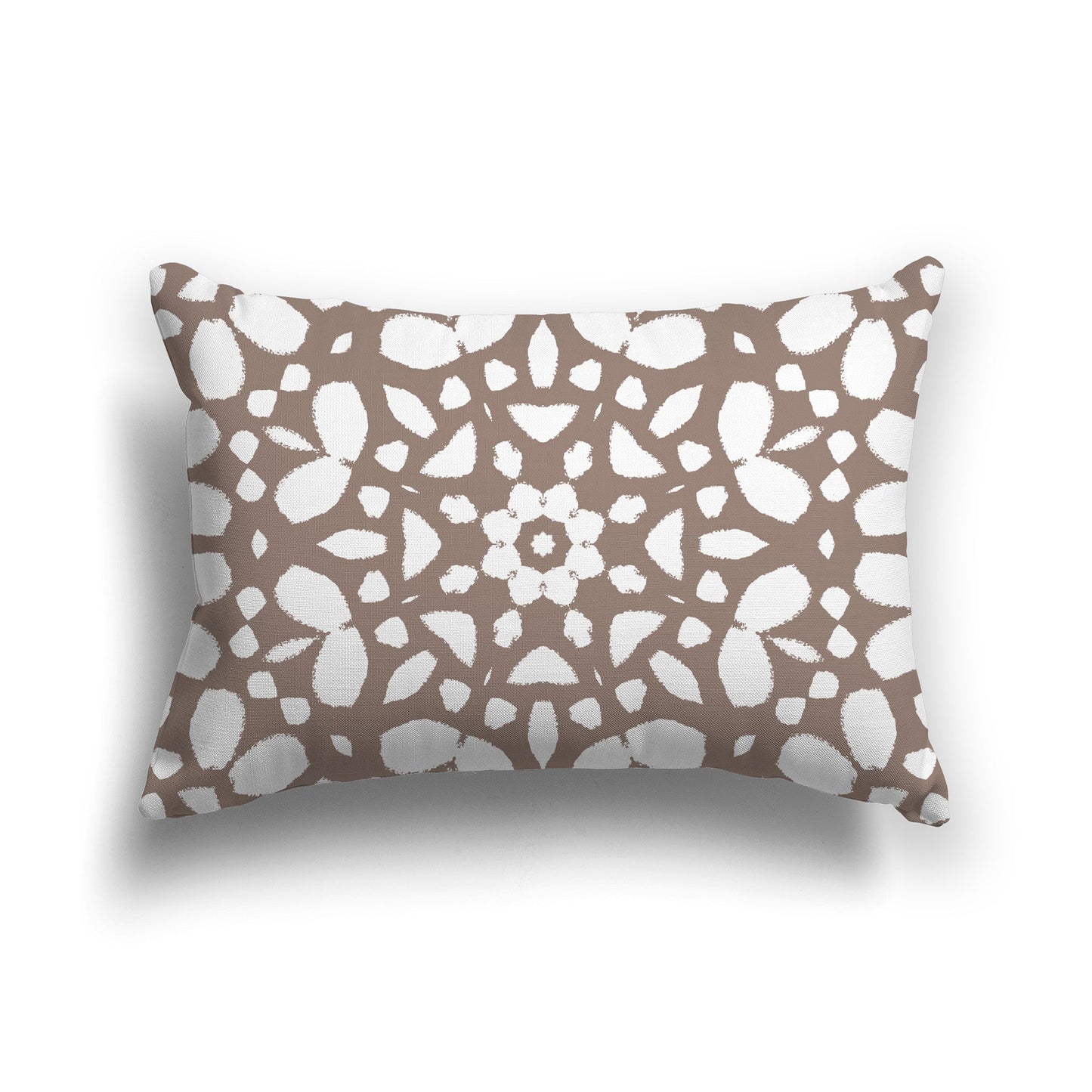 Brown Throw Pillow with White/Beige-white Circular Graphic on Both Sides, CAPC-1152-181