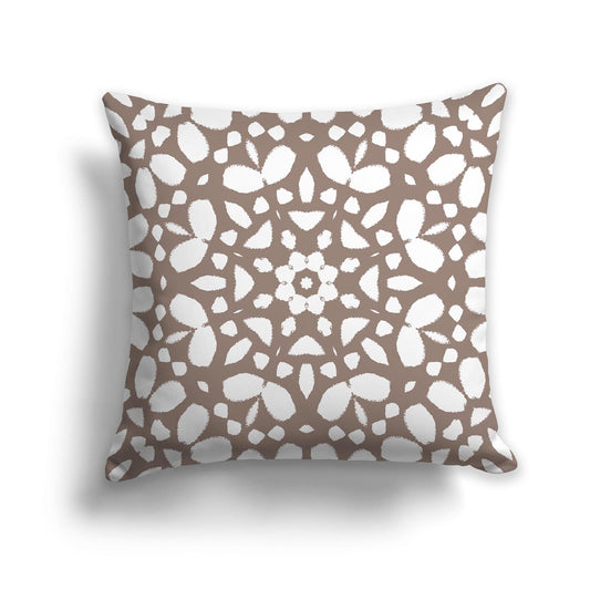 Brown Throw Pillow with White/Beige-white Circular Graphic on Both Sides, CAPC-1152-181