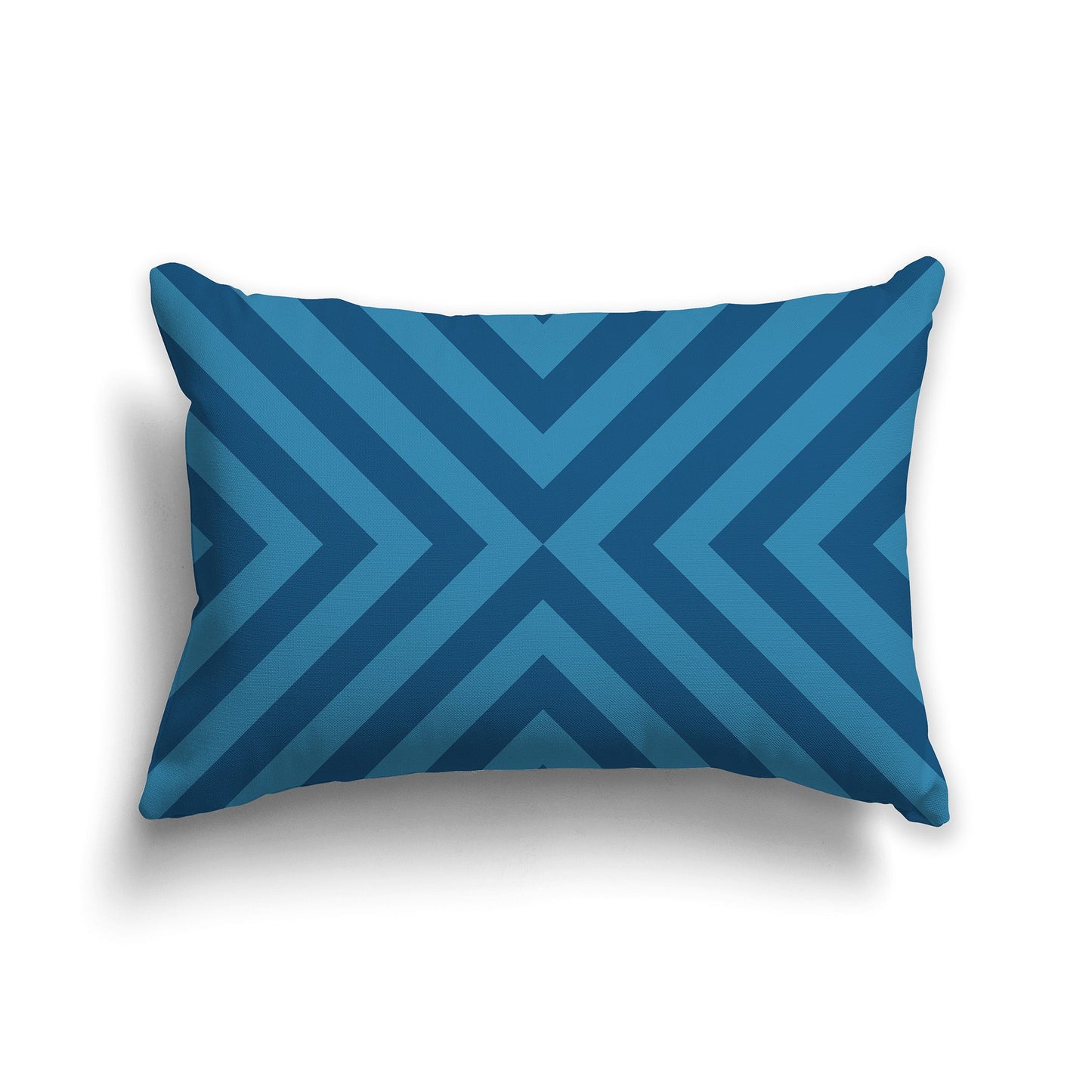 Throw Pillow with Radiating Diagonal Two-tone Blue-turquoise Bars on Both Sides, CAPC-1153-041
