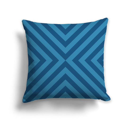 Throw Pillow with Radiating Diagonal Two-tone Blue-turquoise Bars on Both Sides, CAPC-1153-041