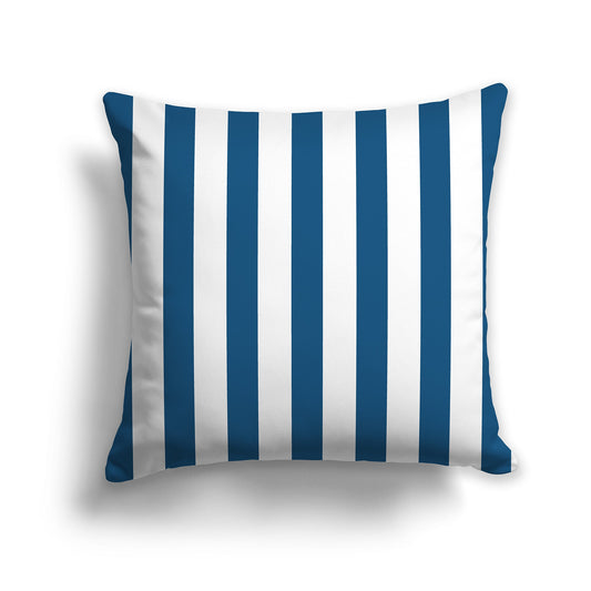 White/Beige-white Throw Pillow with Dark Blue-turquoise Vertical Bars on Front, CAPC-1153-052