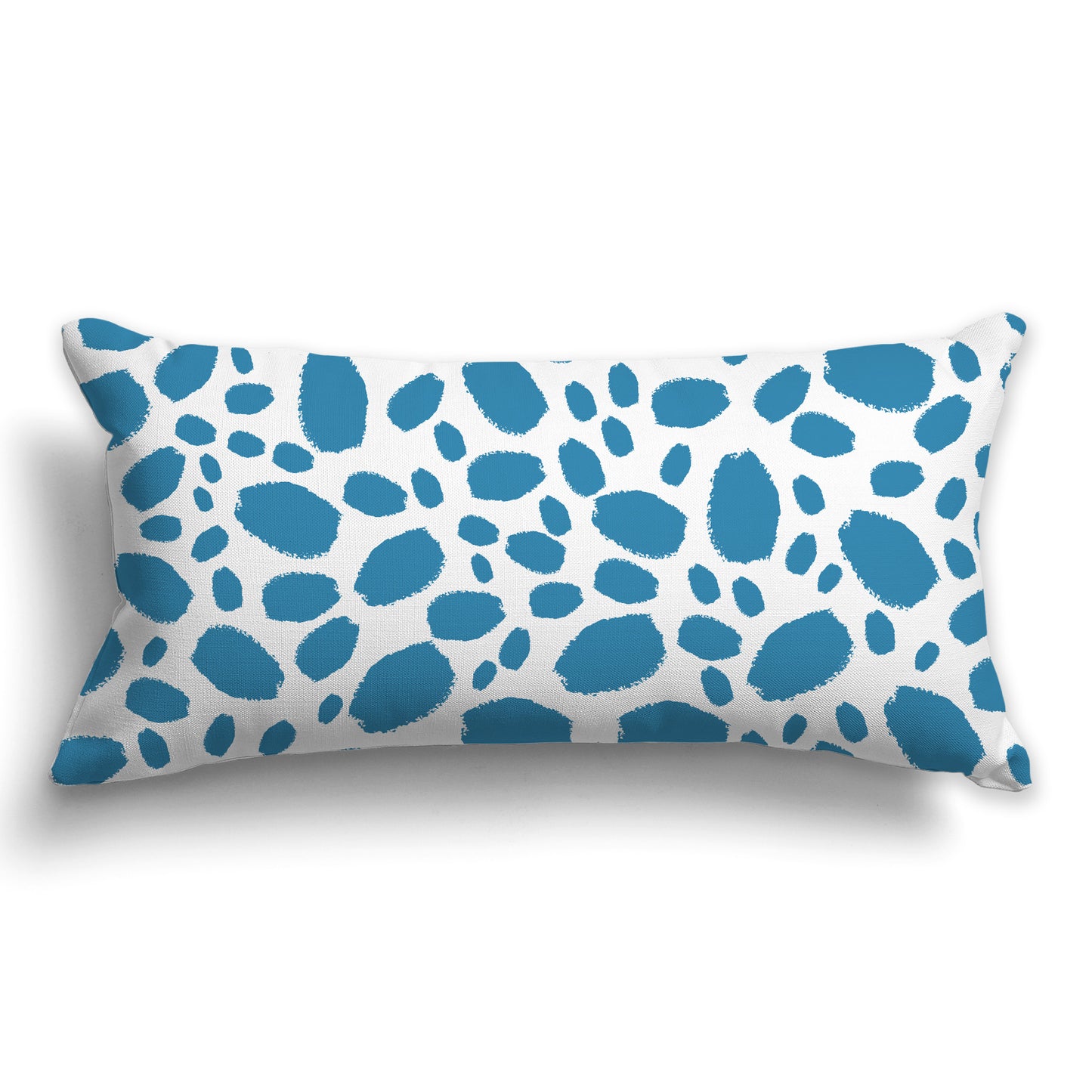 White/Beige-white Throw Pillow with Medium Blue-turquoise Paint Dabs on Both Sides, CAPC-1153-091
