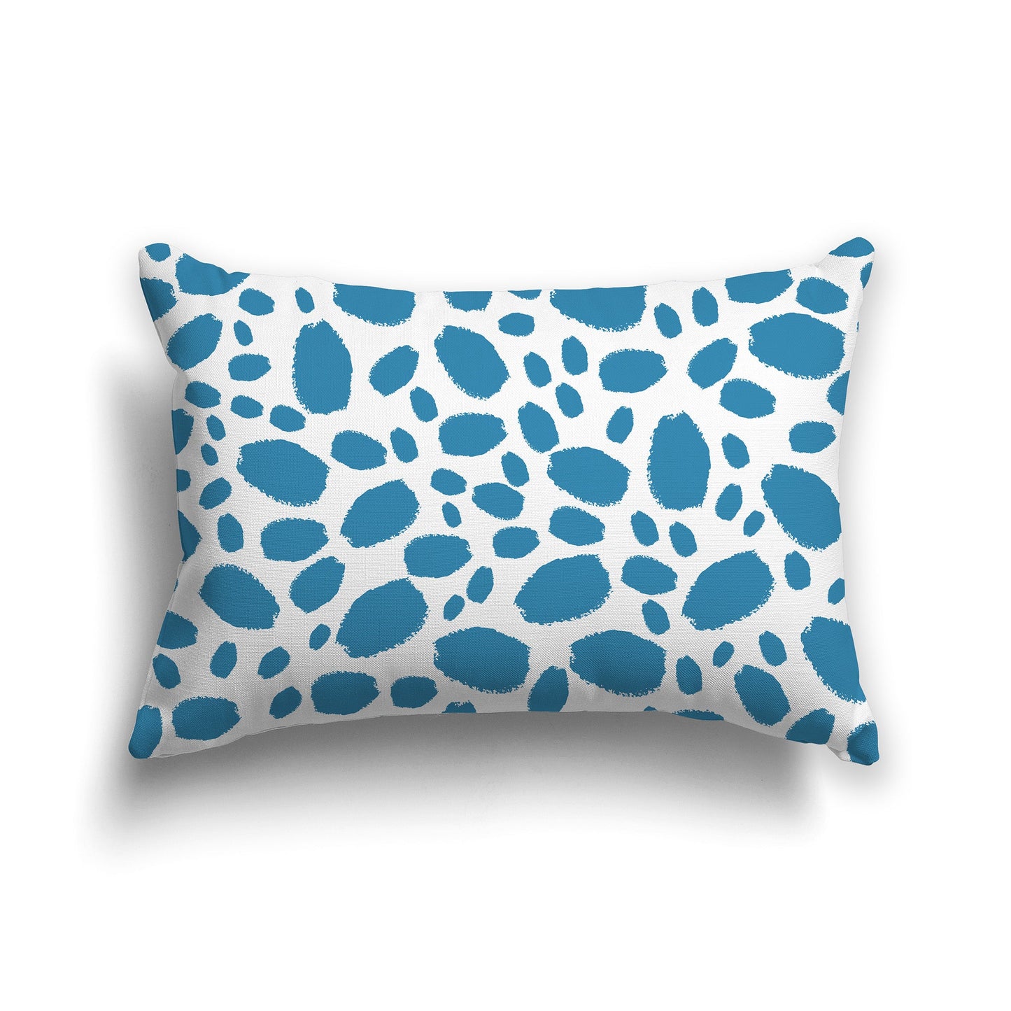 White/Beige-white Throw Pillow with Medium Blue-turquoise Paint Dabs on Both Sides, CAPC-1153-091