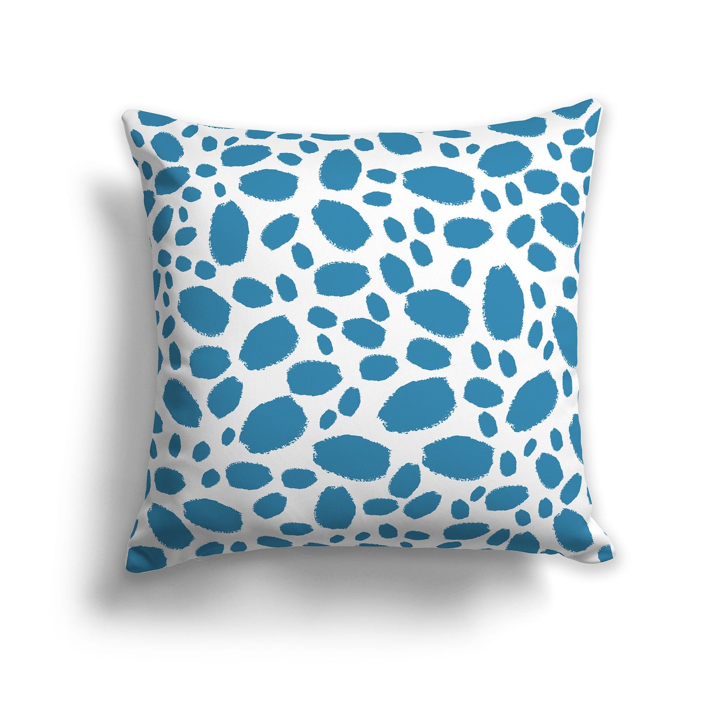 White/Beige-white Throw Pillow with Medium Blue-turquoise Paint Dabs on Both Sides, CAPC-1153-091