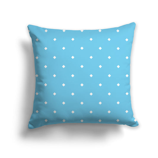 Light Blue-turquoise Throw Pillow with White/Beige-white Diamond Pattern on Front, CAPC-1153-102