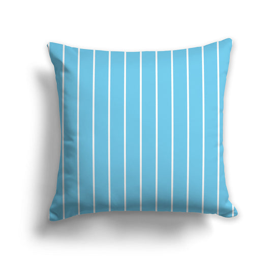 Light Blue-turquoise Throw Pillow with Fine Vertical White/Beige-white Stripes on Front, CAPC-1153-152