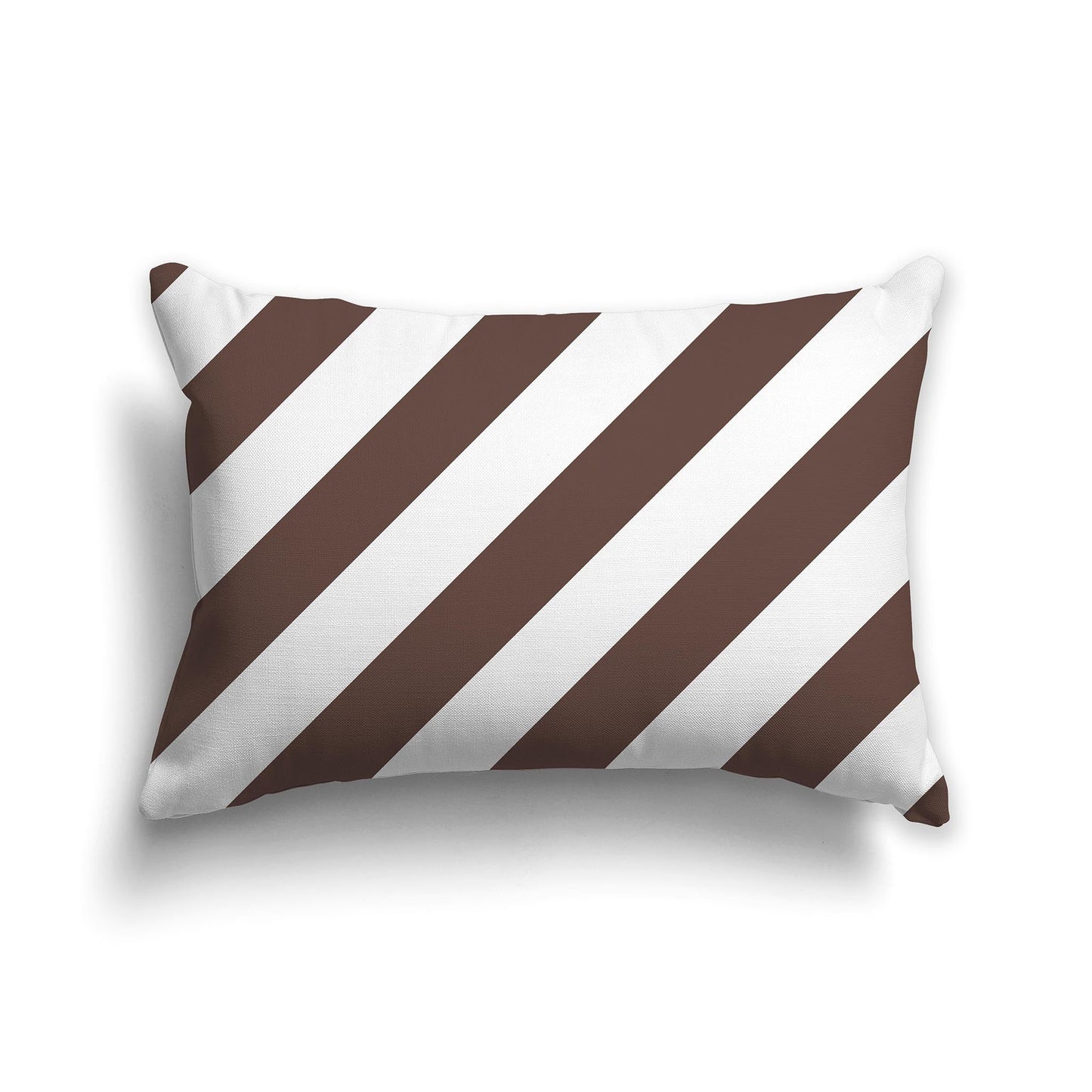 Throw Pillow with Brown and White/Beige-white Diagonal Bars on Both Sides, CAPC-1161-032
