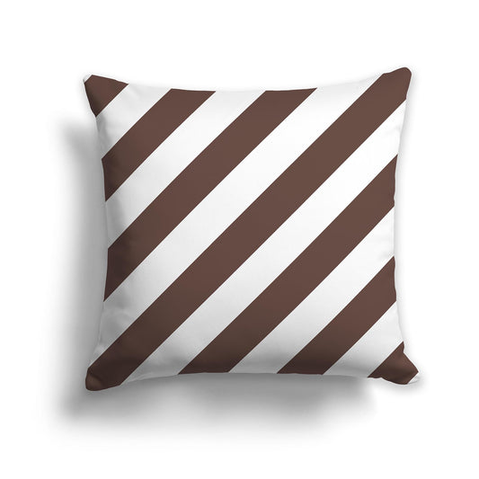 Throw Pillow with Brown and White/Beige-white Diagonal Bars on Both Sides, CAPC-1161-032