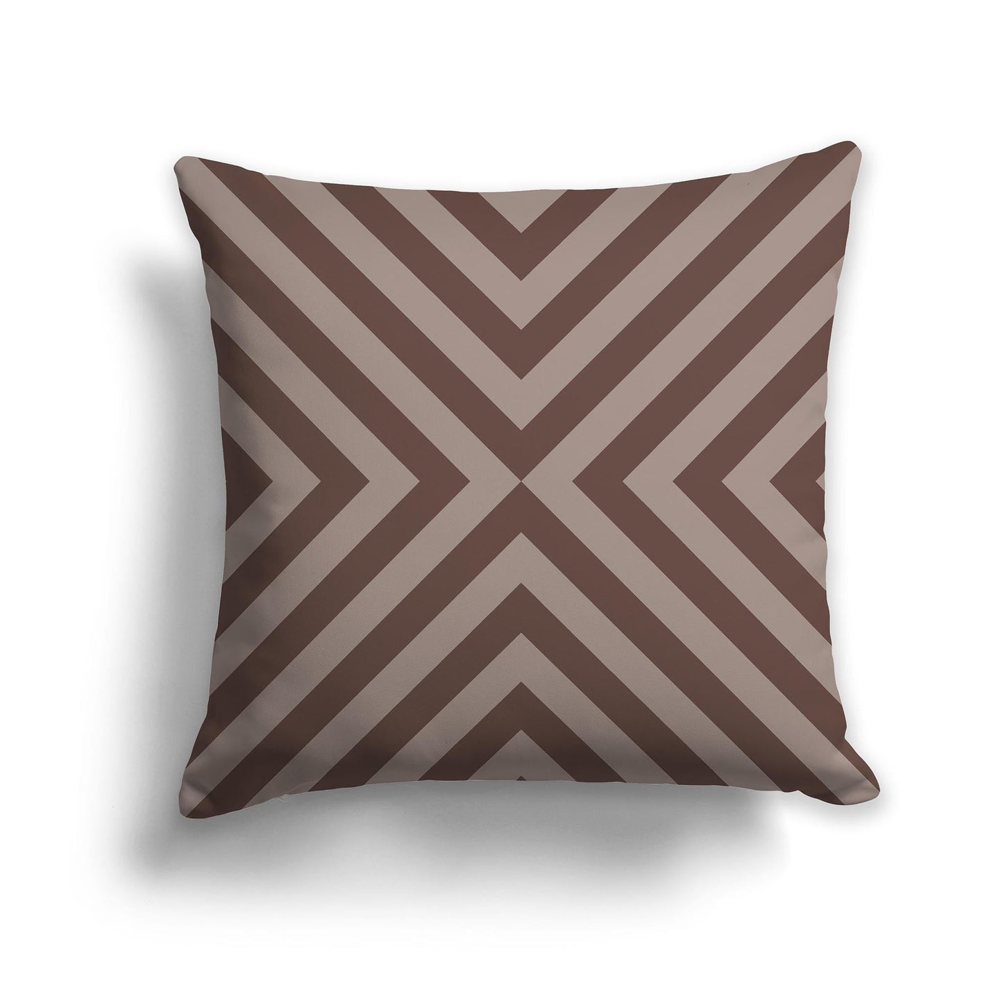 Throw Pillow with Radiating Diagonal Two-tone Brown Bars on Both Sides, CAPC-1161-042