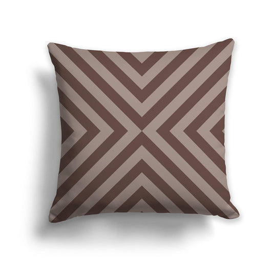 Throw Pillow with Radiating Diagonal Two-tone Brown Bars on Both Sides, CAPC-1161-042